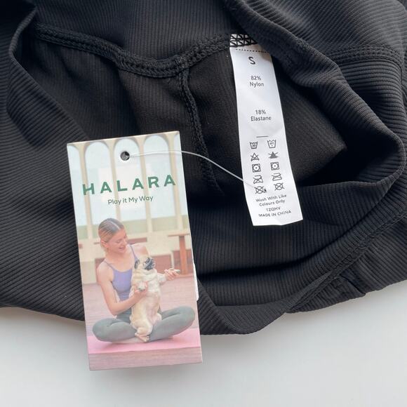 Halara Shorts Patitoff Crossover Side Pocket Ribbed Black Size Small NEW - Picture 8 of 8